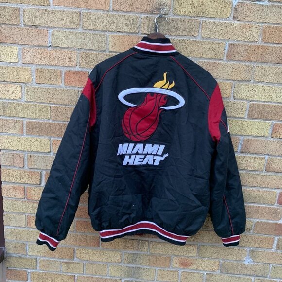 Vintage Reversible Miami Heat Bomber Jacket Large Giii By Carl Banks NBA - Picture 2 of 9